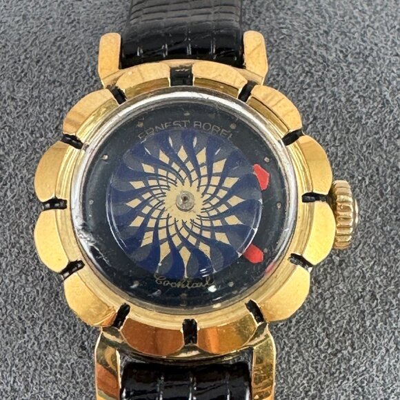 Vintage Retro Art Deco Earnest Borel Kaleidoscope Cocktail Mystery Dial Watch